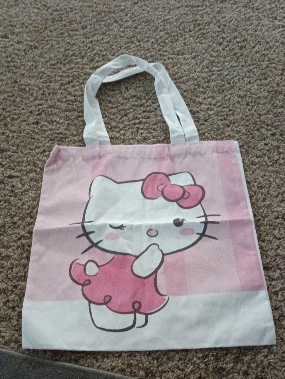 Hello Kitty Pink and White Canvas Tote